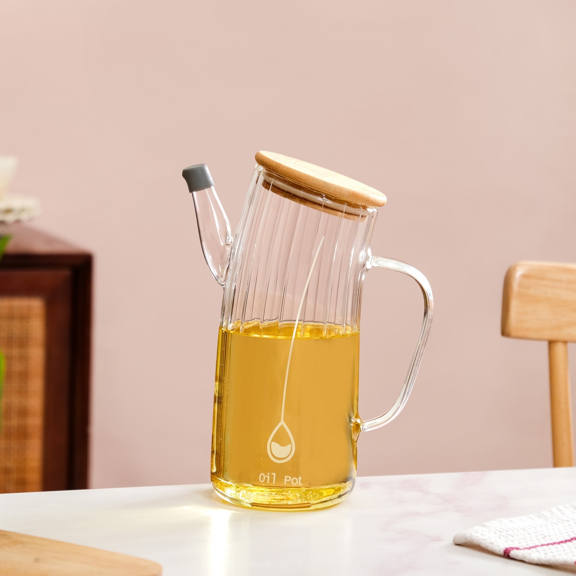 Fluted Borosilicate Glass Oil Jar 800ml