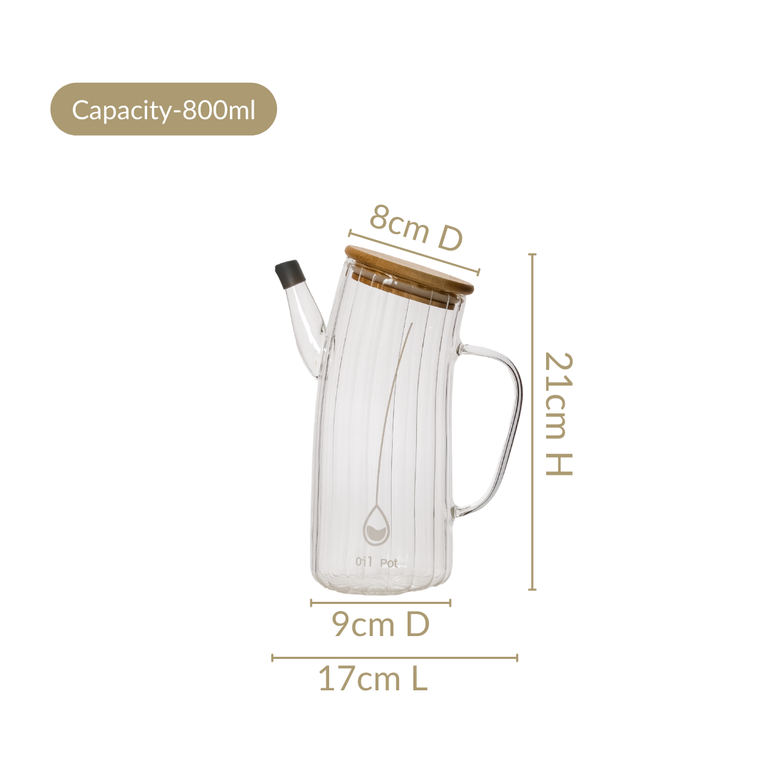 Fluted Borosilicate Glass Oil Jar 800ml