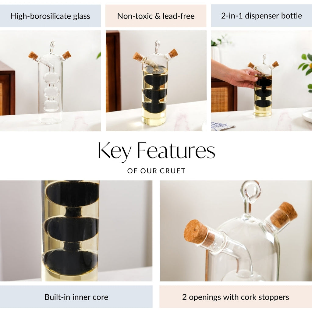Borosilicate Cruet Bottle For Olive Oil And Balsamic Vinegar