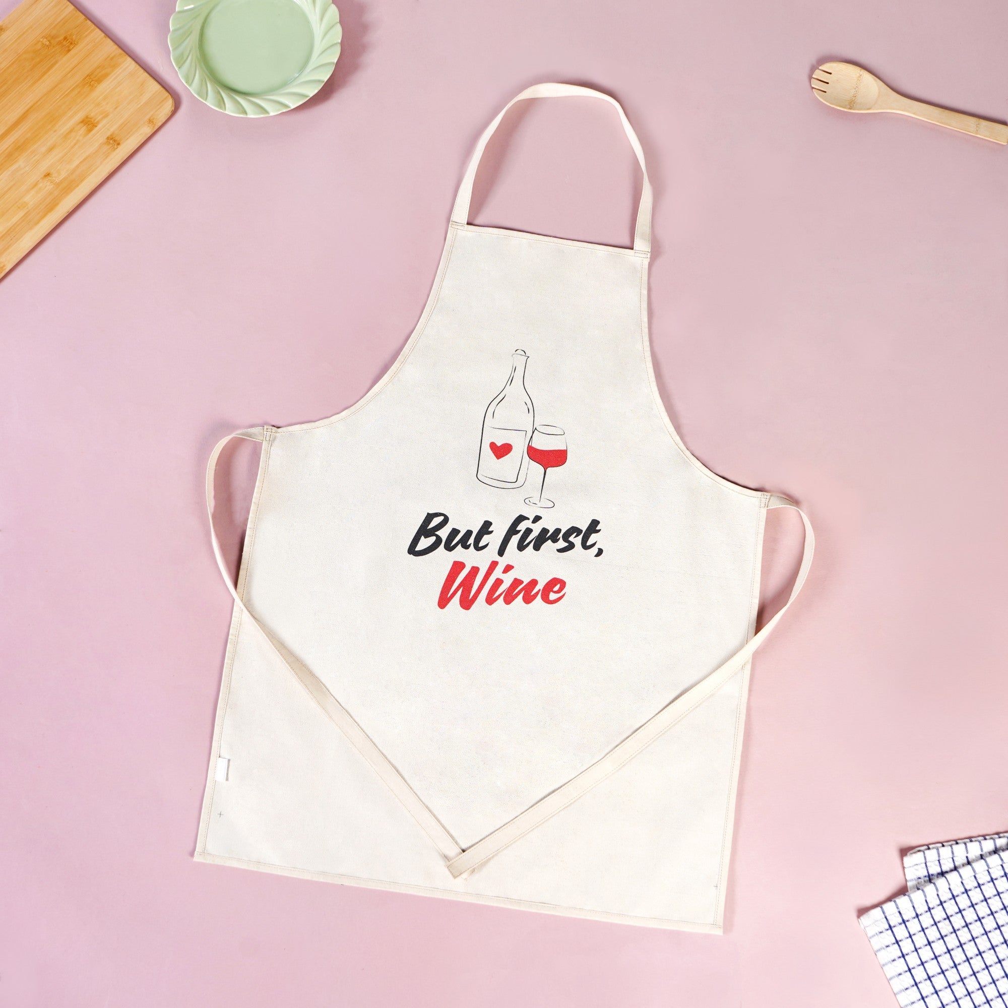 But First Whiskey And Wine Couple Apron Set Of 2