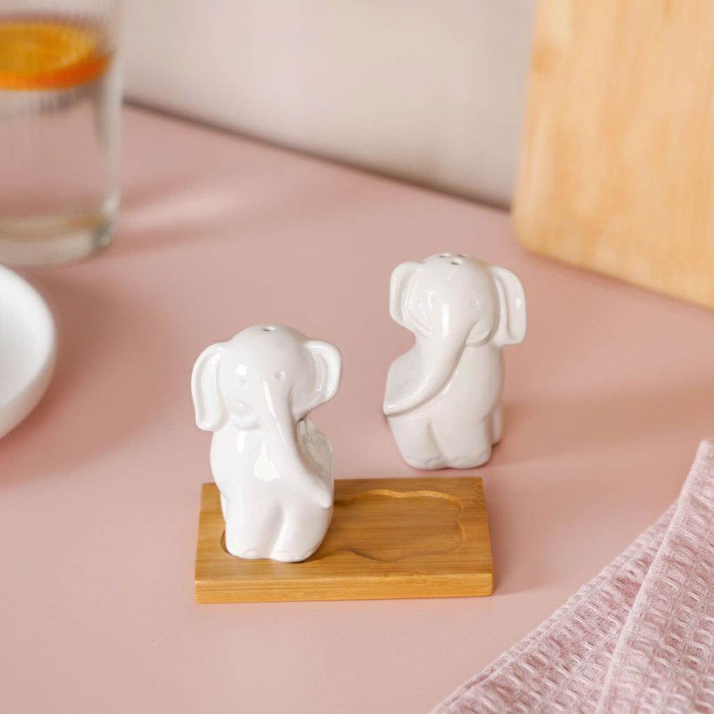 Elephant Salt And Pepper Shakers With Stand