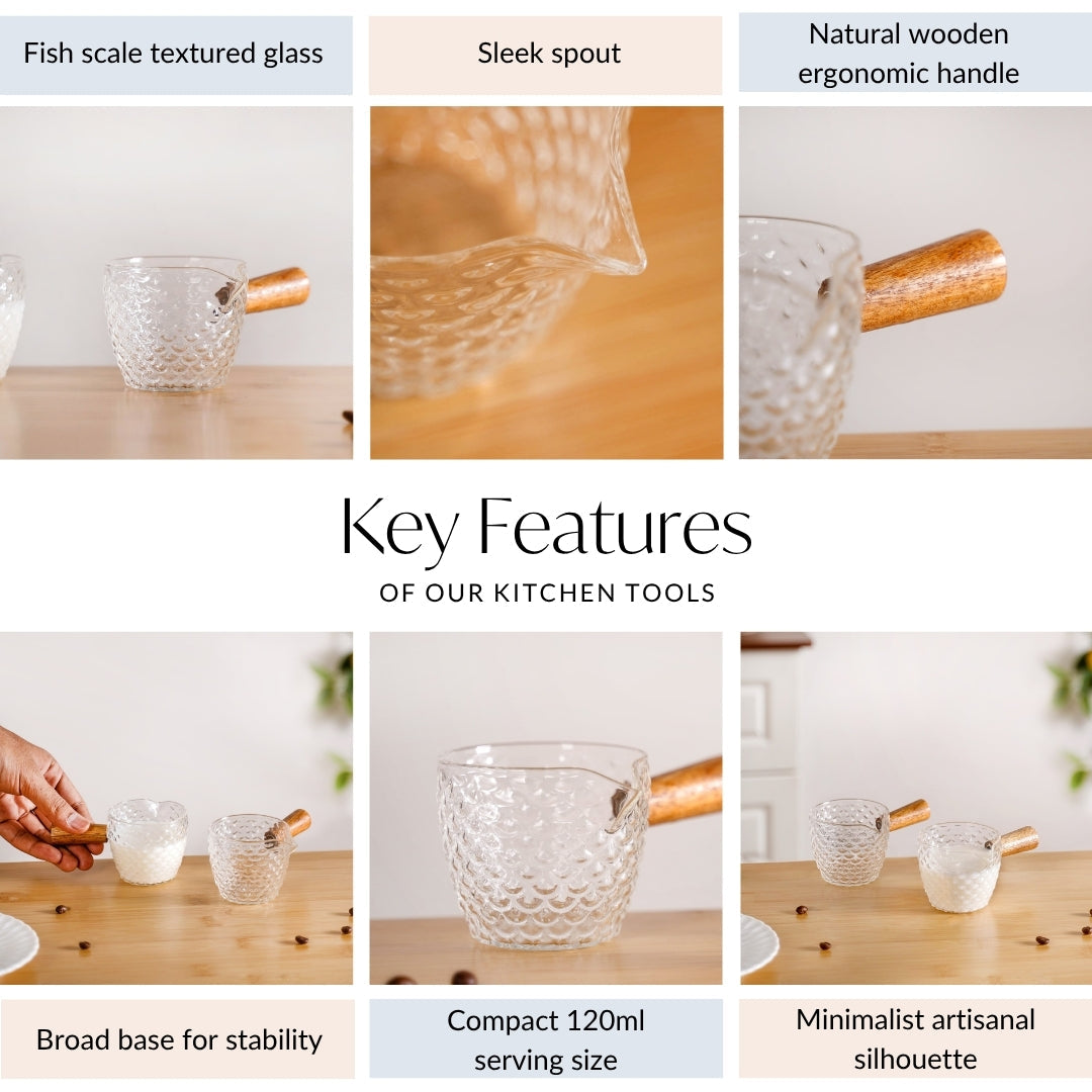 Glass Syrup Bowl With Handle 120ml Set Of 2