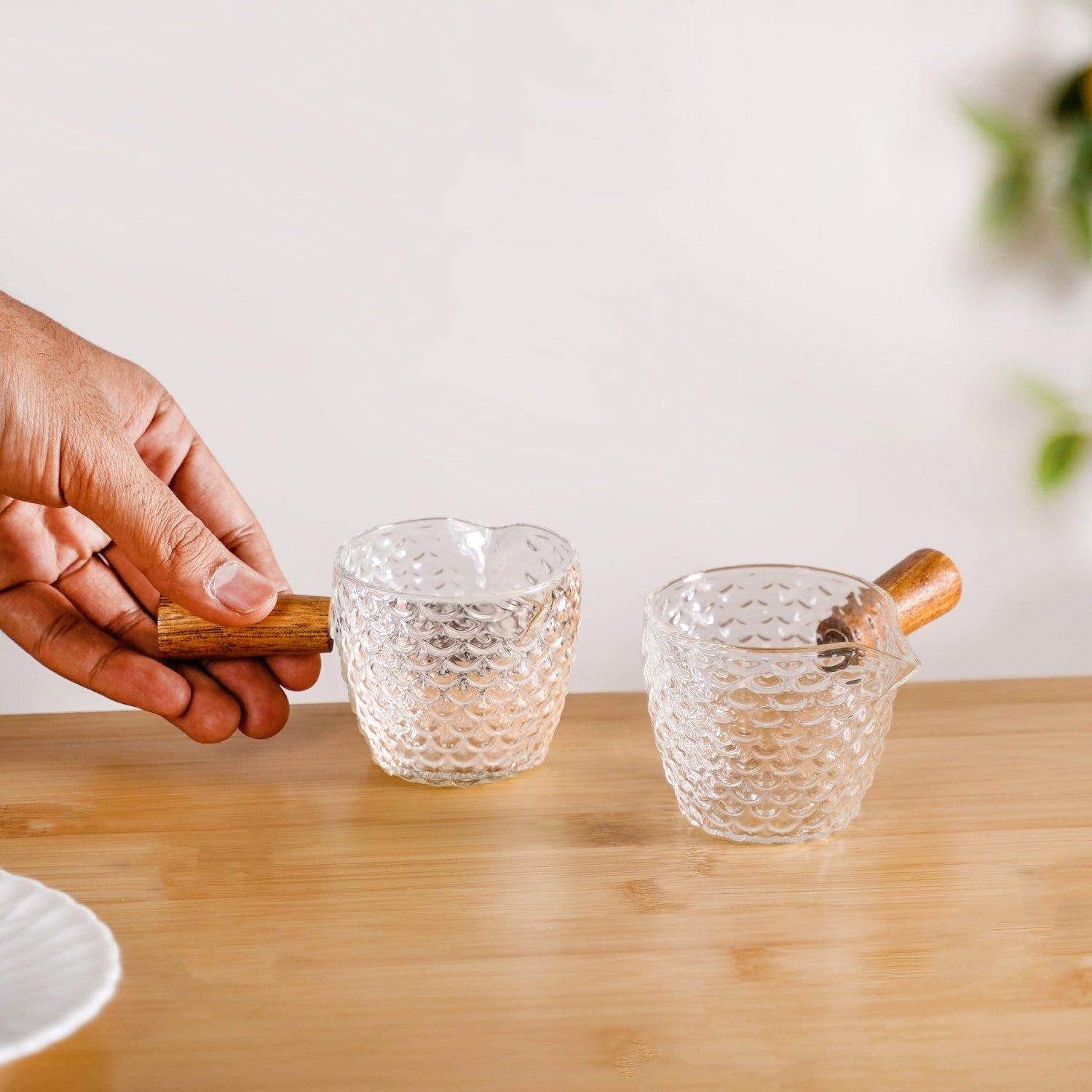 Glass Syrup Bowl With Handle 120ml Set Of 2