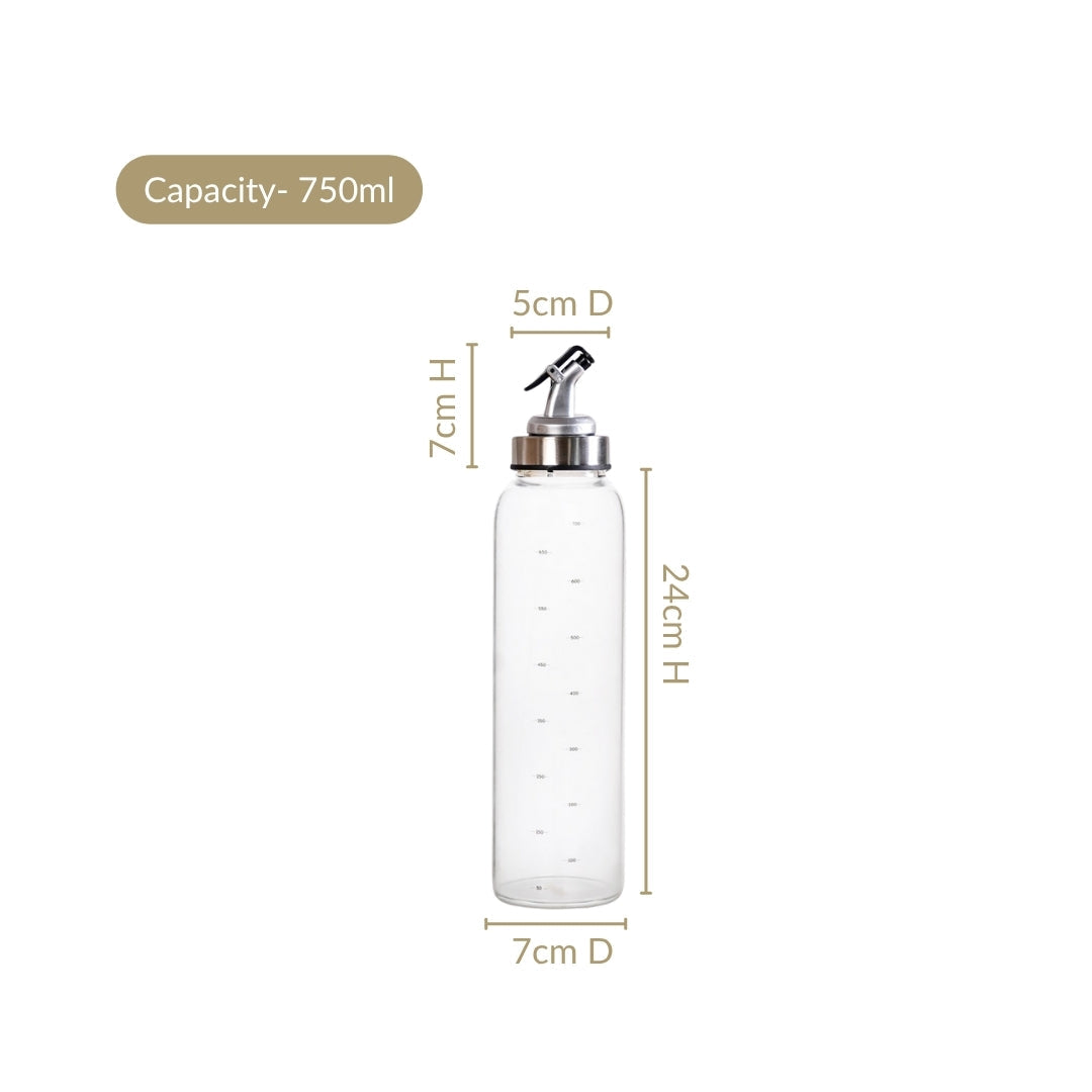 Glass Oil Dispenser Bottle With Measurement Marking 750ml