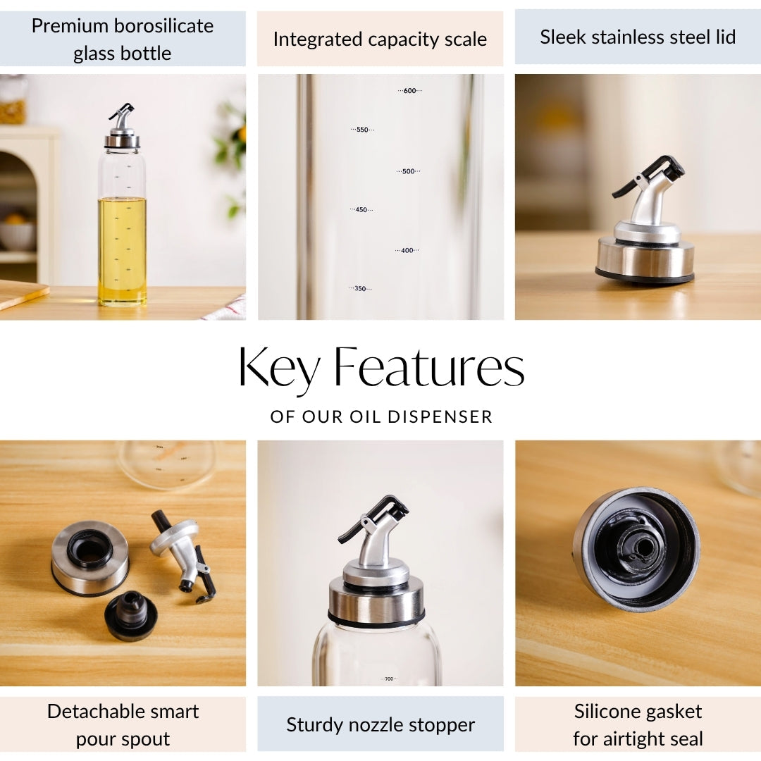 Glass Oil Dispenser Bottle With Measurement Marking 750ml