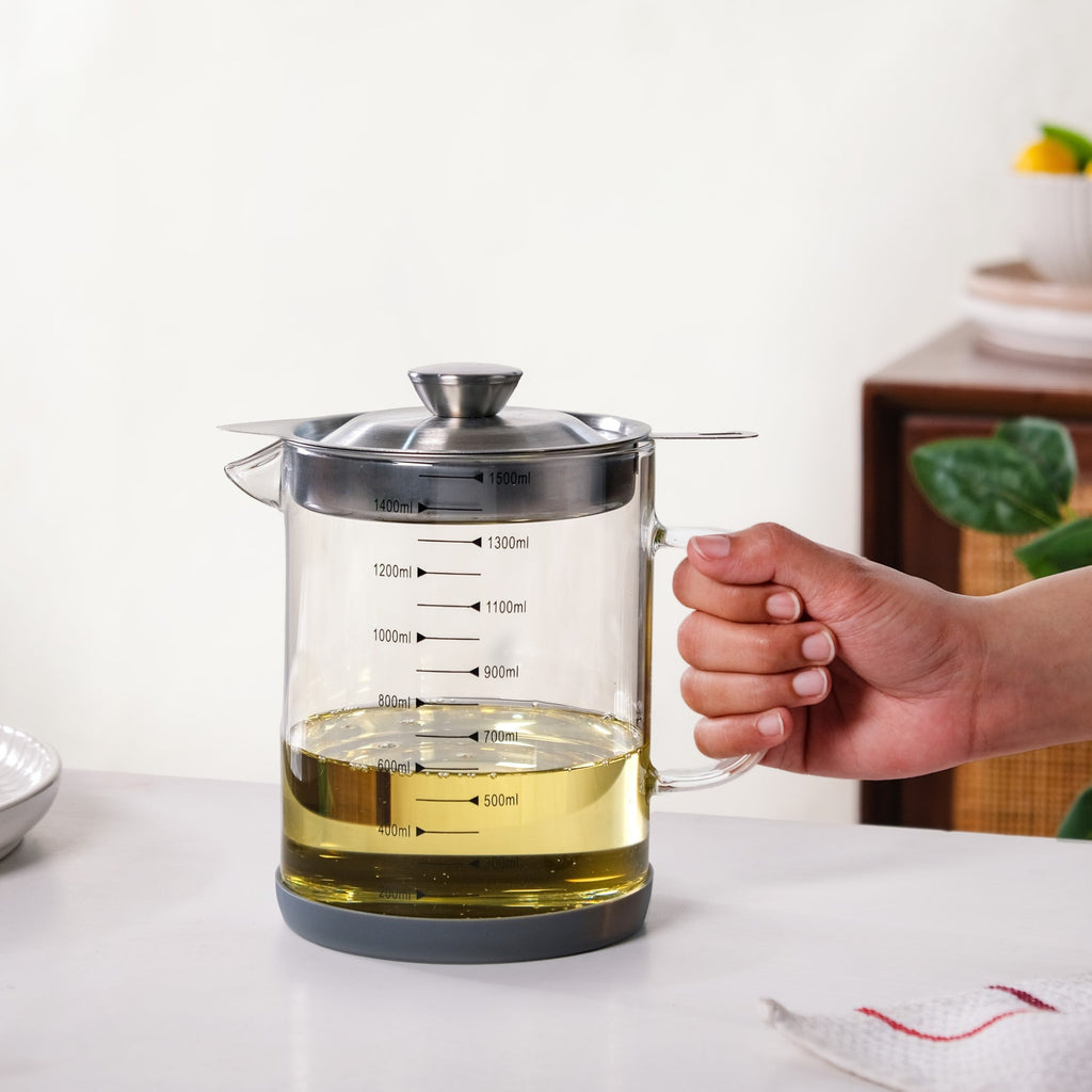 Glass Oil Pot With Strainer 1500ml
