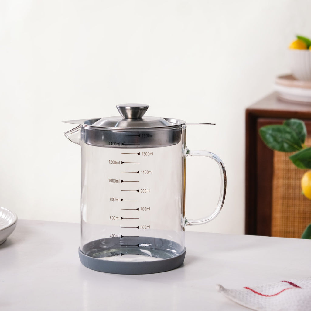 Glass Oil Pot With Strainer 1500ml