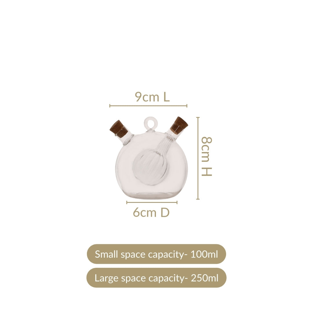 Round Reeded 2 in 1 Glass Oil Vinegar Dispenser Bottle