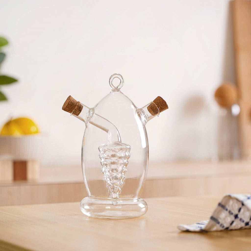 Grape Dual Glass Cruet For Gourmet Oils And Vinegar