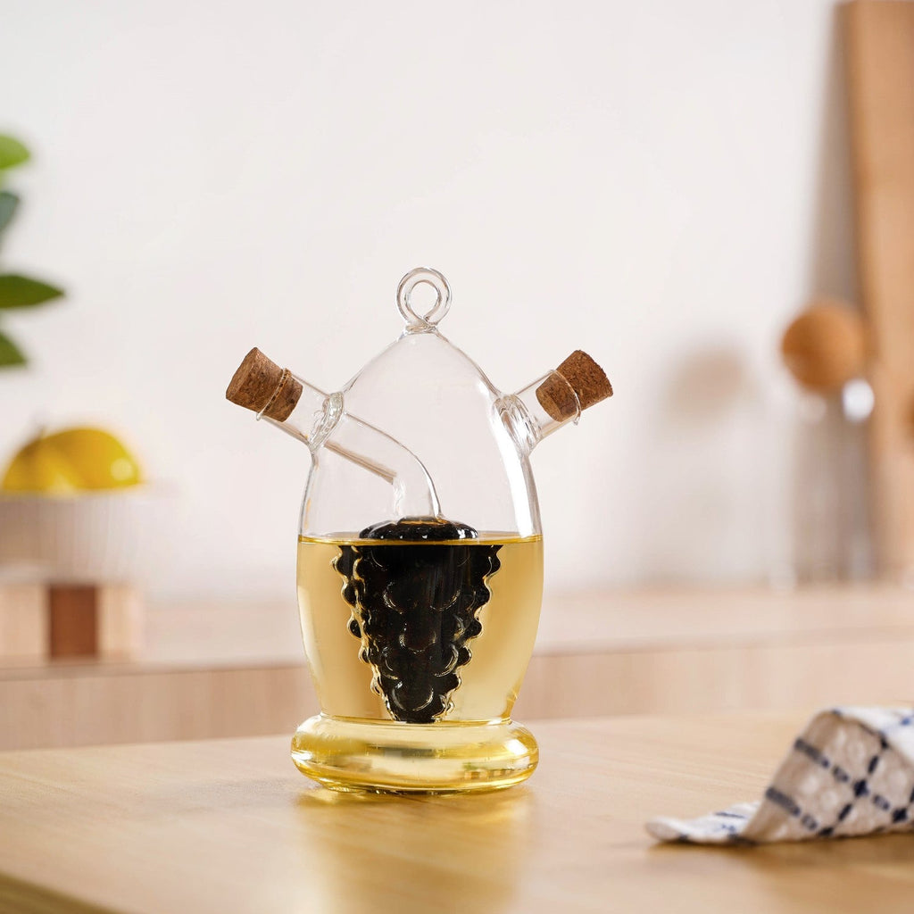 Grape Dual Glass Cruet For Gourmet Oils And Vinegar