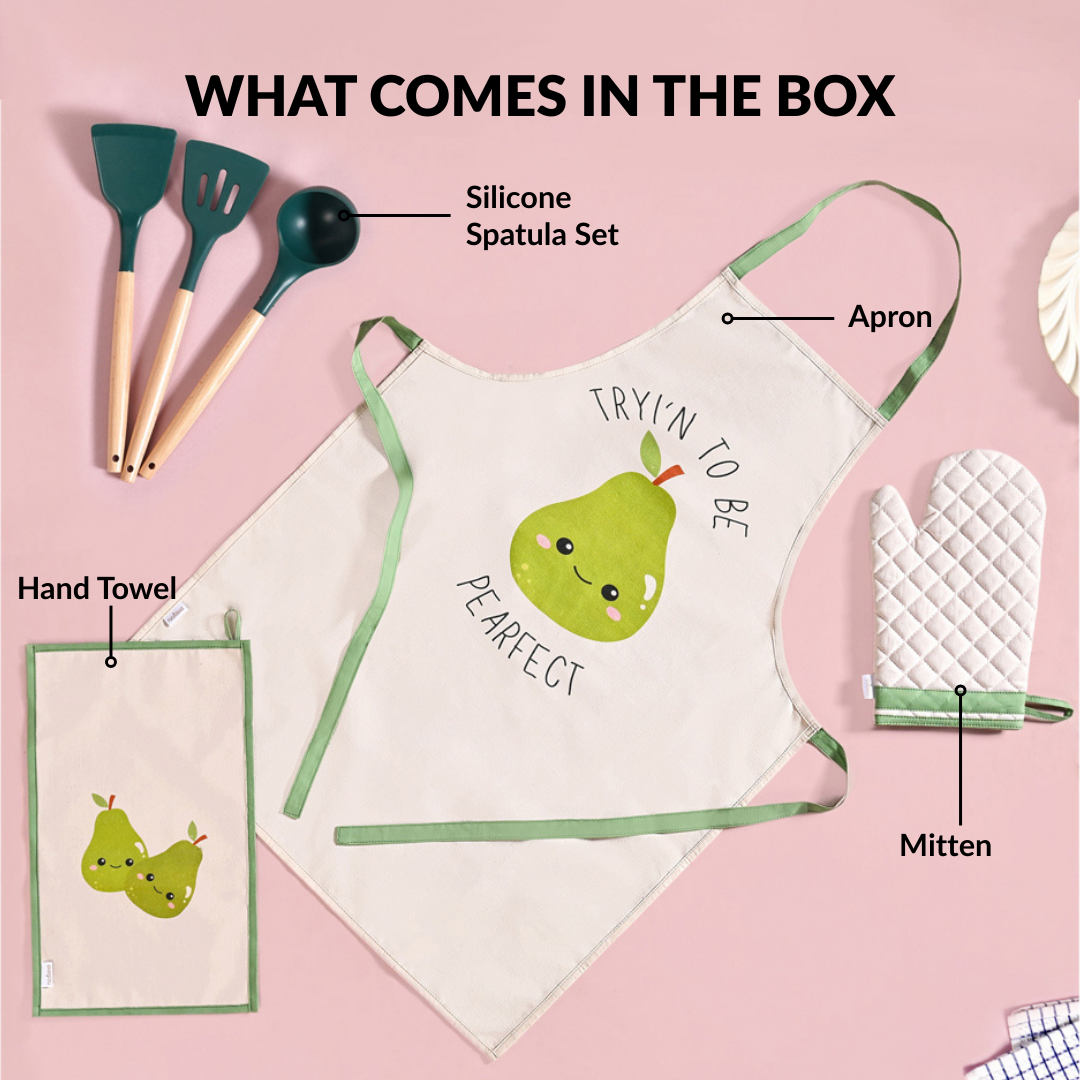 Home Chef Gift Hamper With Spatula Apron Mitten And Hand Towel