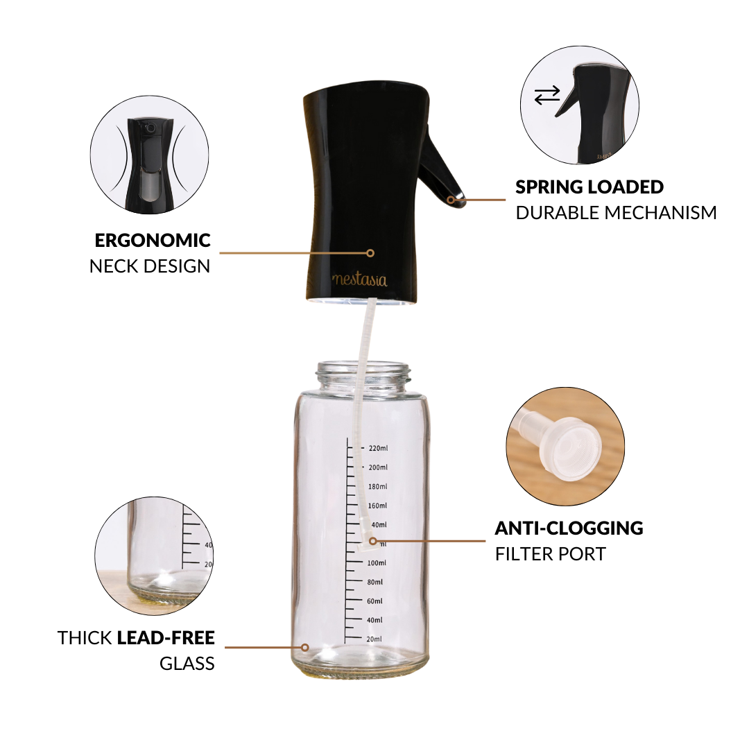 Gourmet Clear Glass Oil Bottle Black 220ml