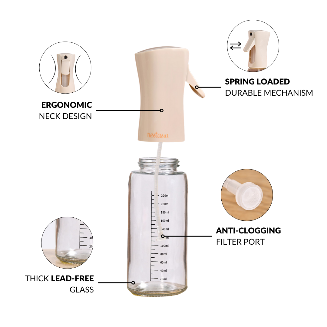 Gourmet Clear Glass Oil Bottle Beige 220ml