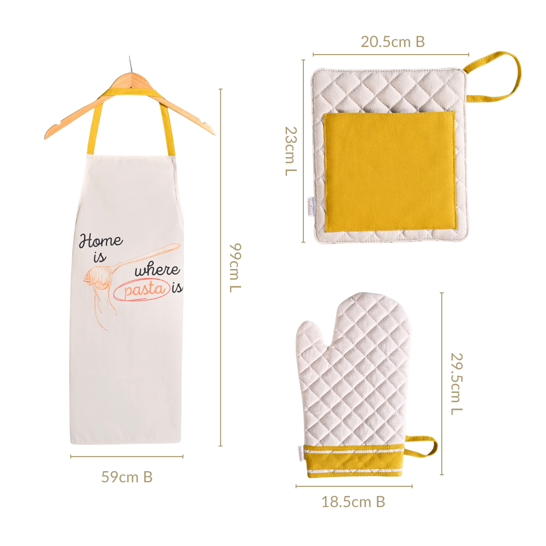 Pasta Lover Gift Hamper Box With Spatula Apron Trivet And Mitten