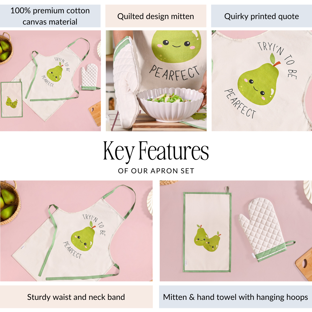 PearFect Apron Mitten Hand Towel Set Of 3