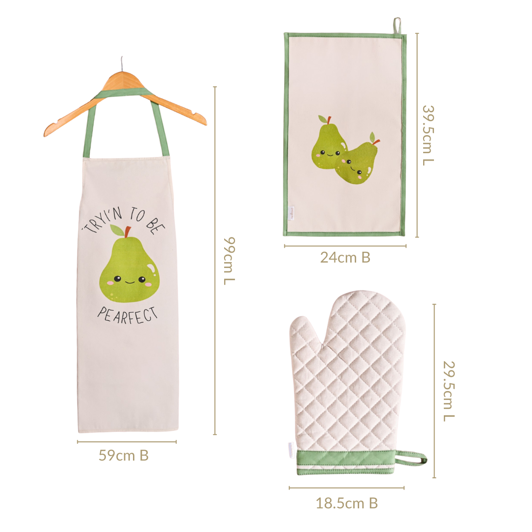 PearFect Apron Mitten Hand Towel Set Of 3