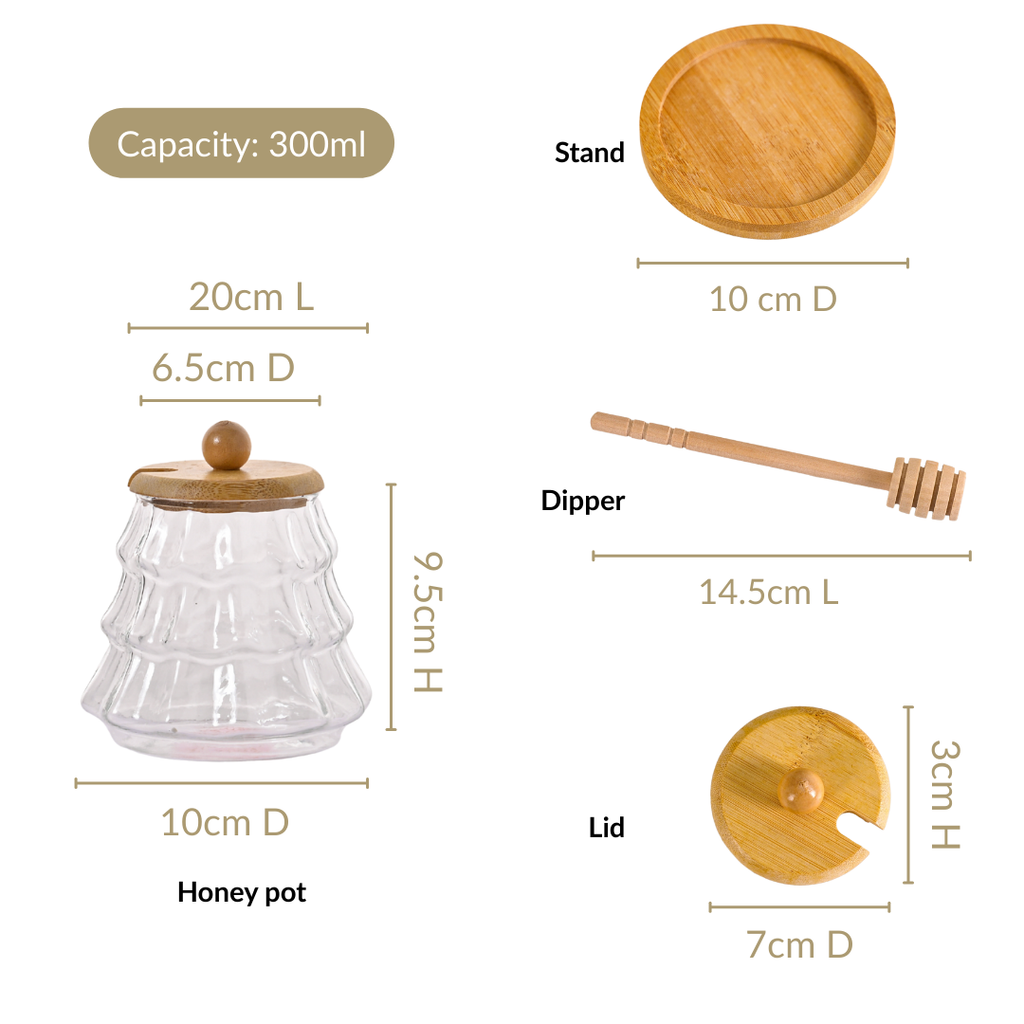 Holiday Honey Pot With Wooden Dipper And Stand 300ml