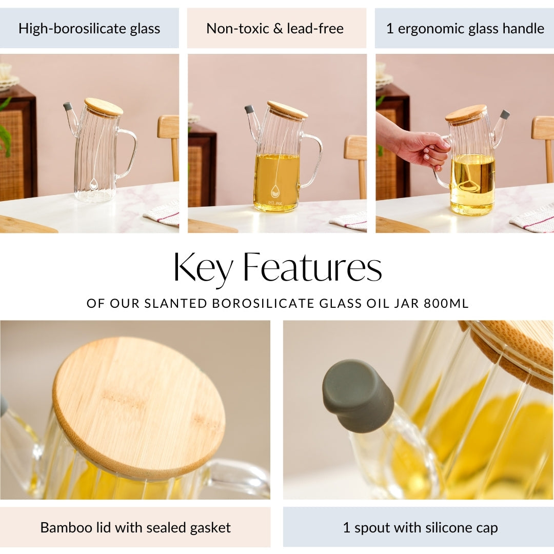 Fluted Borosilicate Glass Oil Jar 800ml