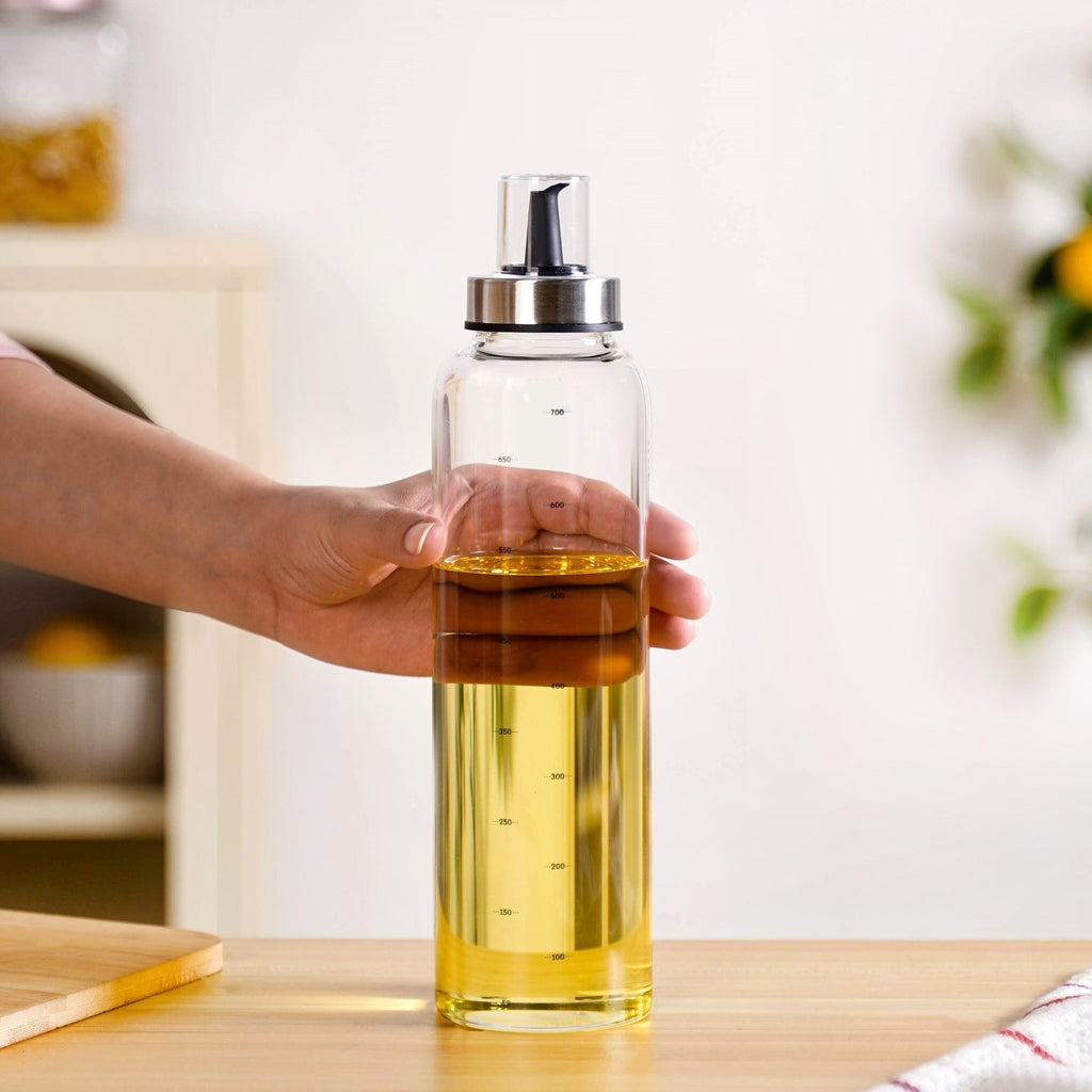 Smart Pour Glass Oil And Vinegar Bottle With Stainless Steel Lid 750ml