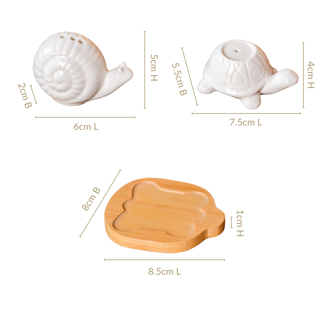 Snail Tortoise Salt Pepper Shaker Set With Wooden Tray