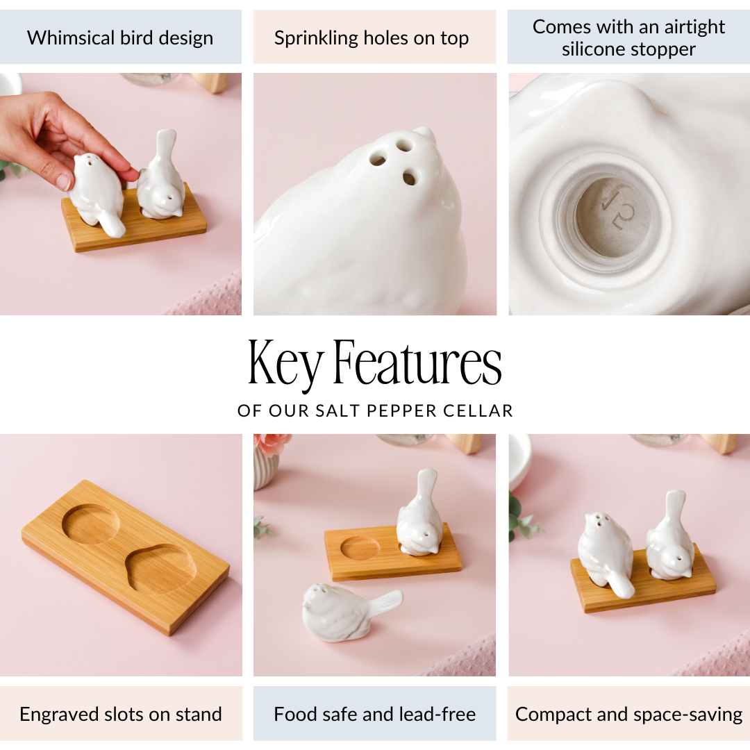Lovebirds Salt And Pepper Shaker Set With Stand