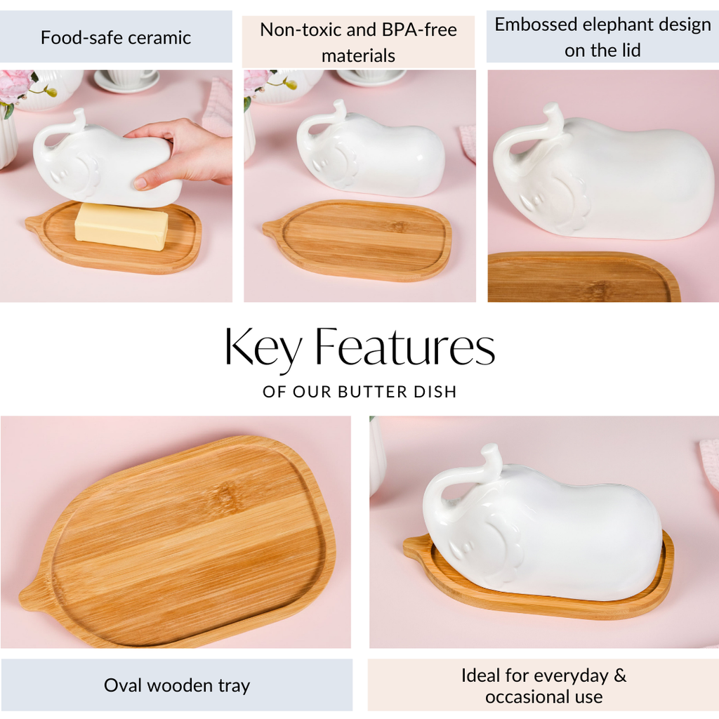 Elephant Ceramic Butter Dish With Stand