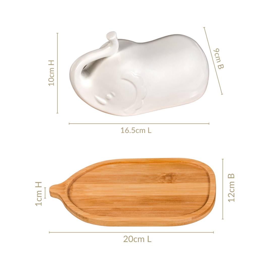 Elephant Ceramic Butter Dish With Stand