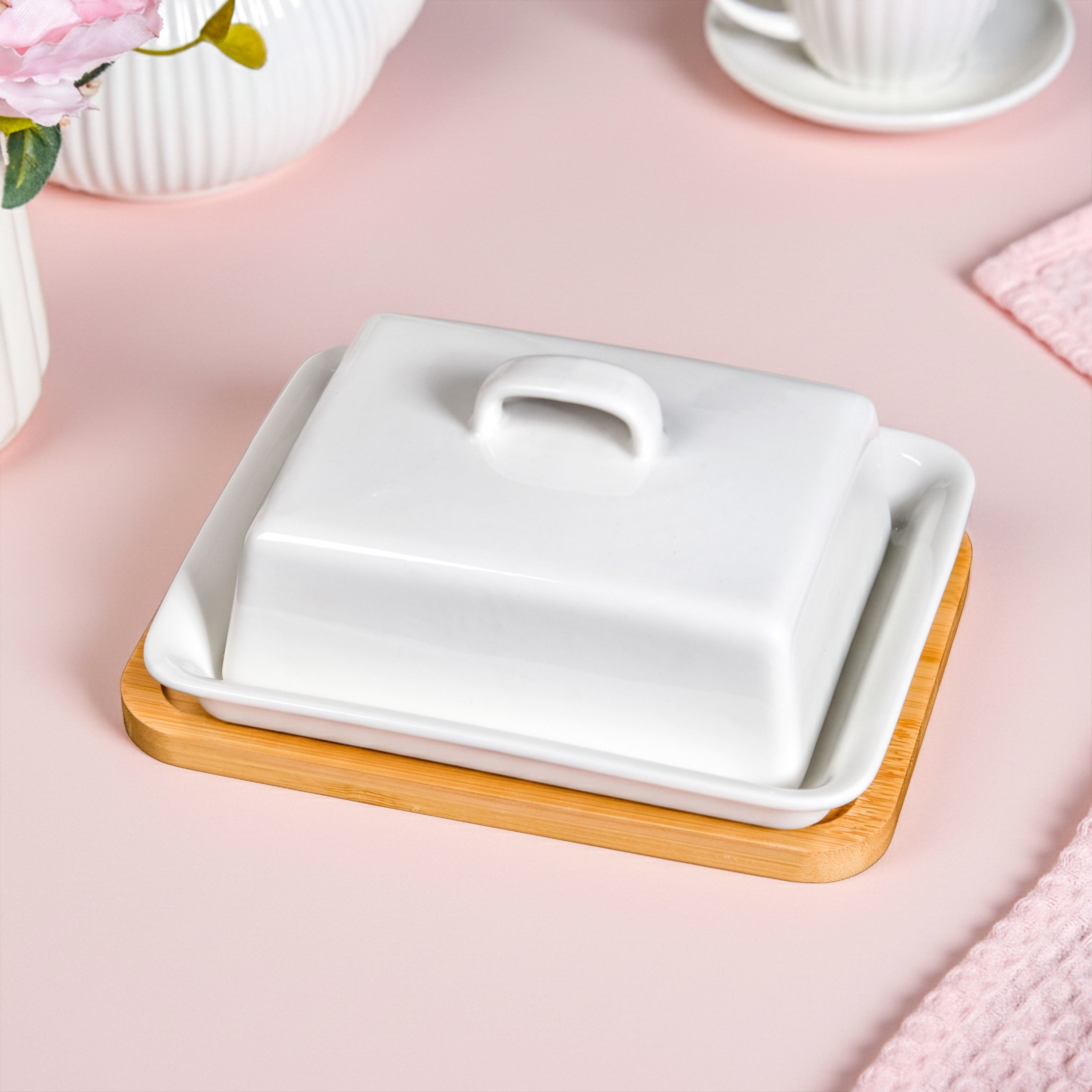 Ceramic Butter Dish With Lid And Tray