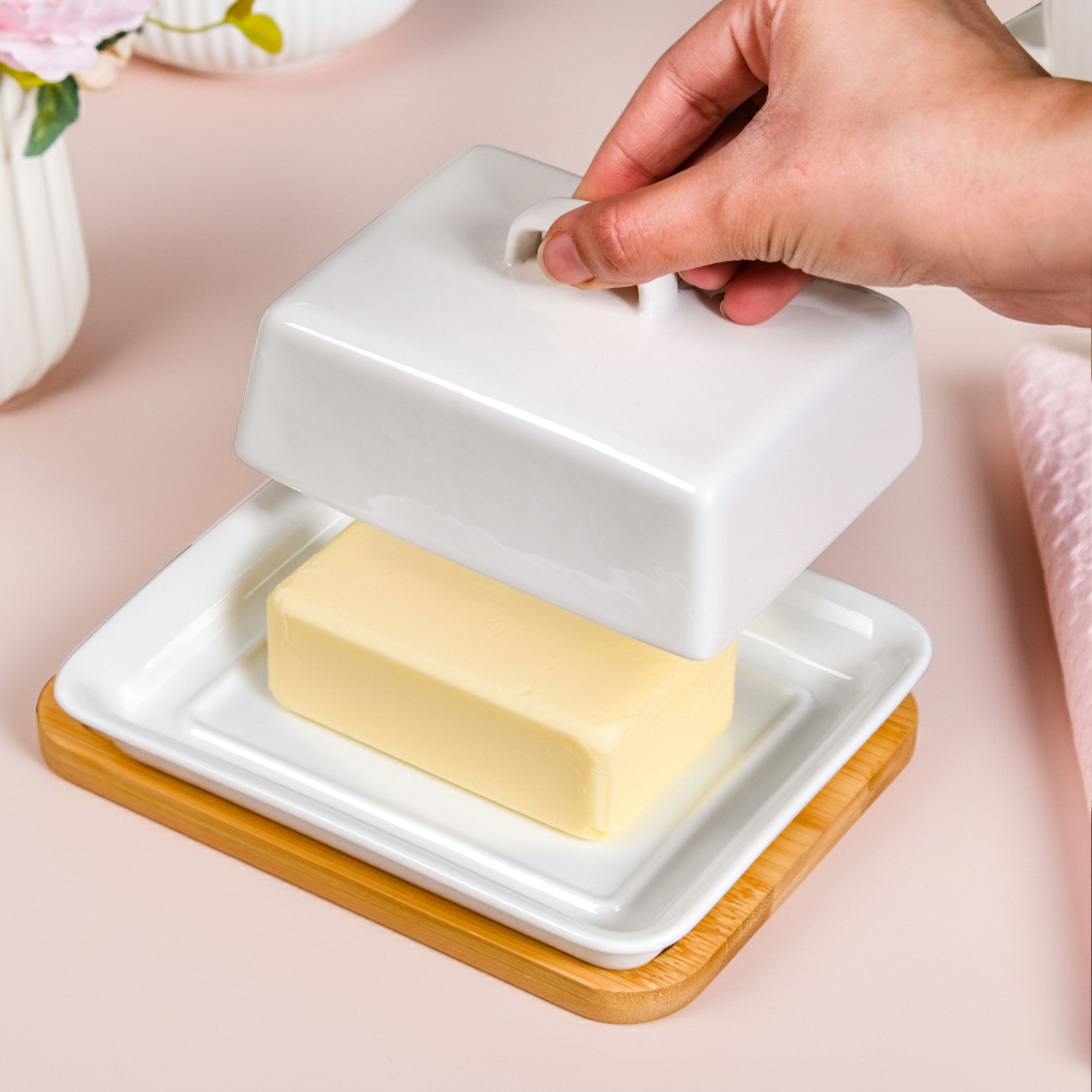 Ceramic Butter Dish With Lid And Tray