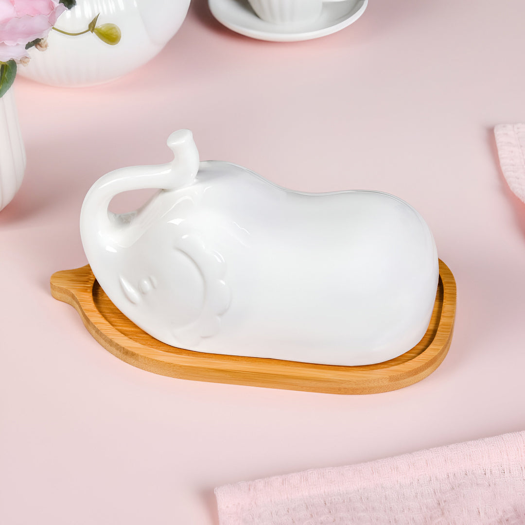 Elephant Ceramic Butter Dish With Stand
