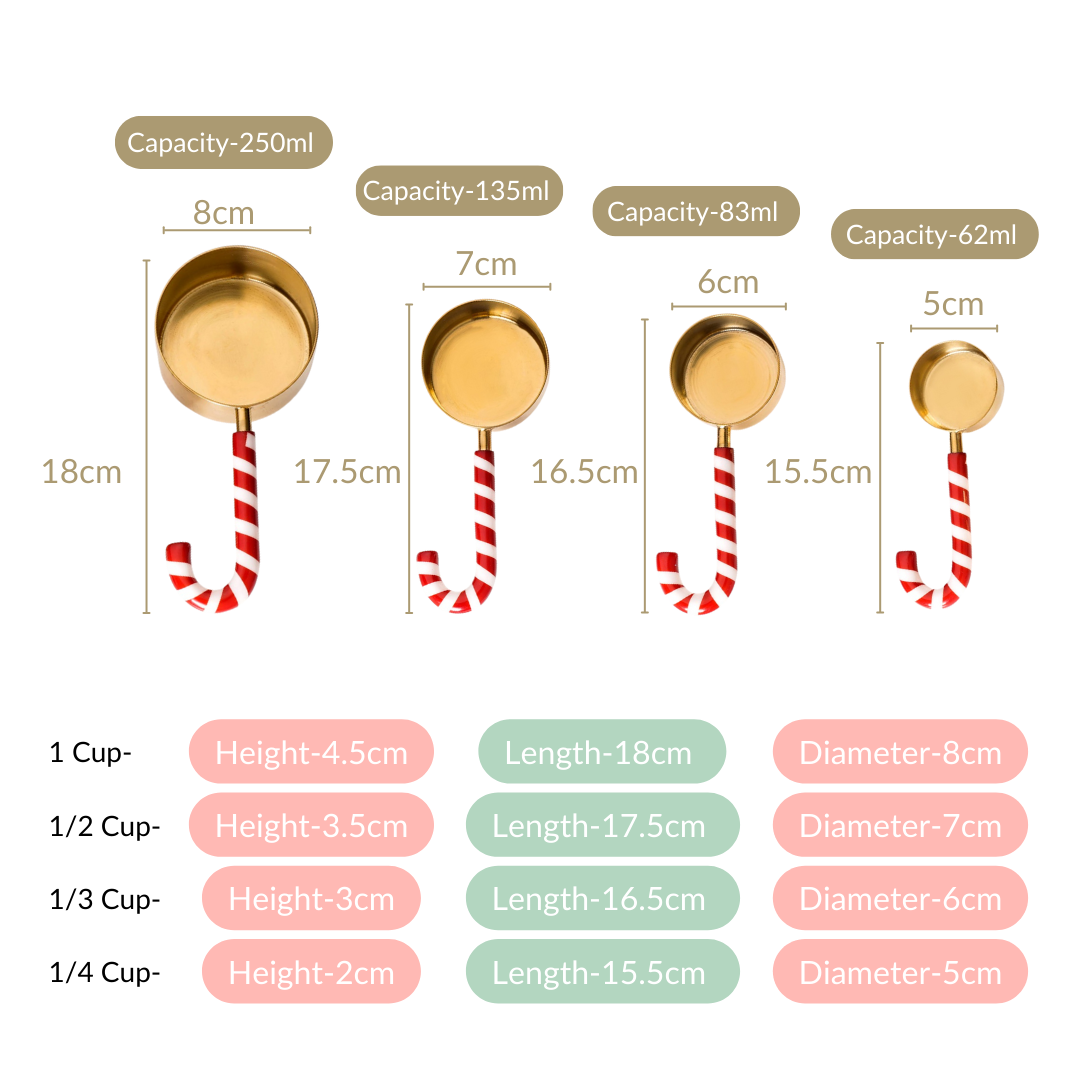 Set Of 4 Candy Stick Measuring Cups Gold