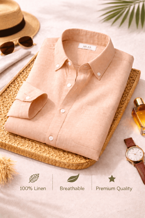 Peach Premium Linen Shirt
