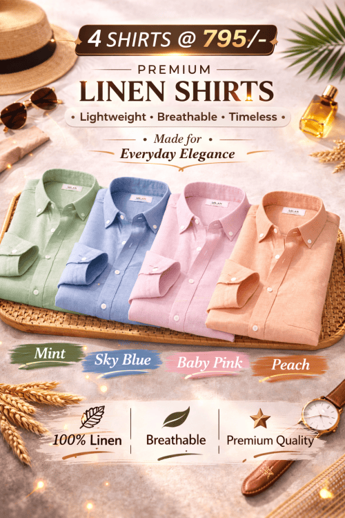 Combo Set 6 Linen Shirts Combo Pack (4 Shirts)