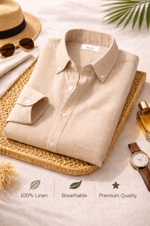 Beige Lemon Linen Shirt